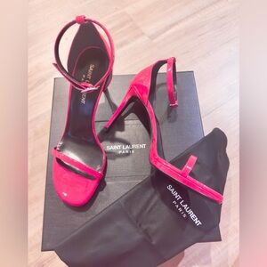 YSL Hot Pink Patent Leather Heels- 6.5-7